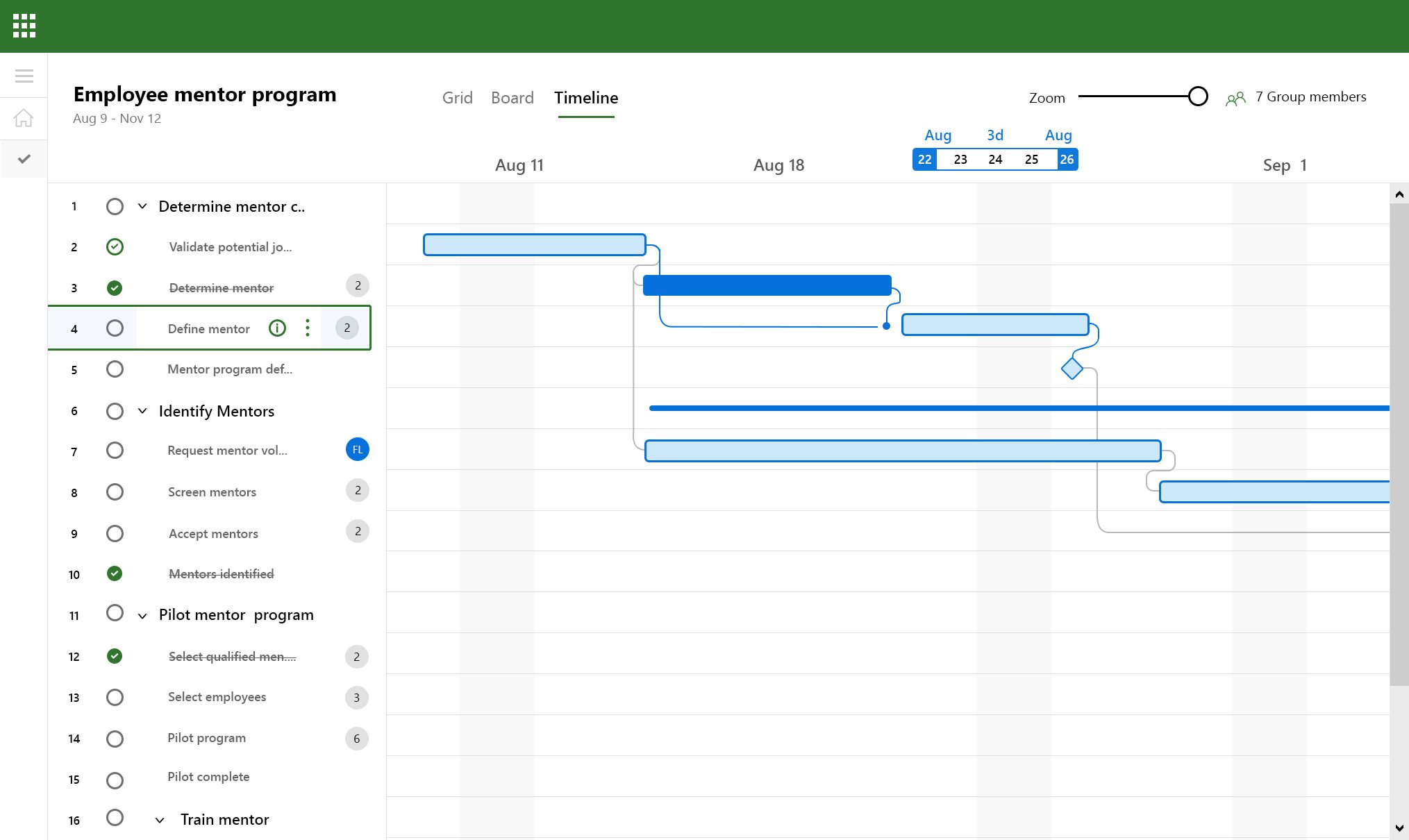 project for the web timeline